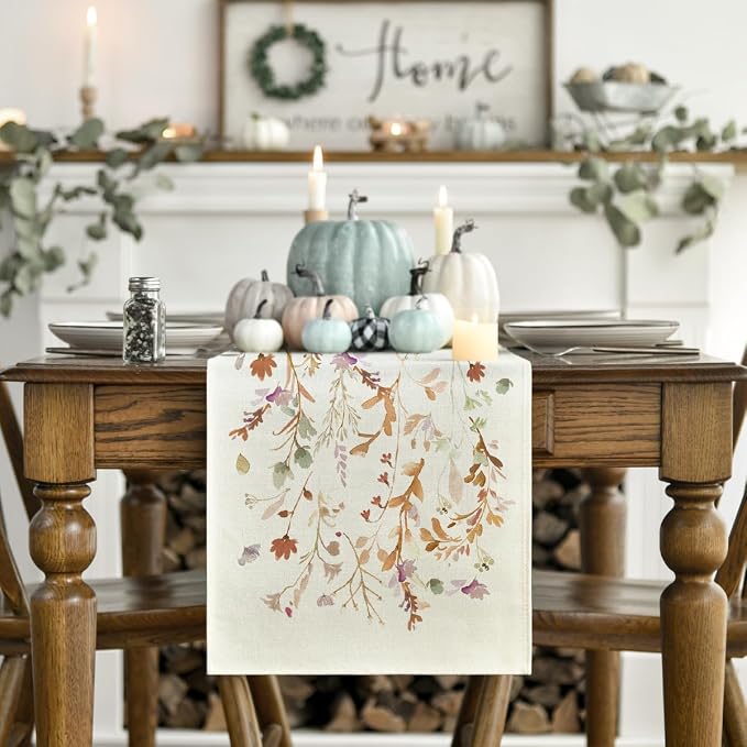 Artoid Mode 210 GSM Fall Table Runner 13x120 Inch Home Party Decor | Floral - Image 2