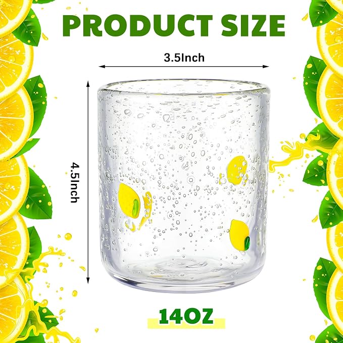 SiliFine 1 Pcs Lemon Icon Juice Glasses - 14oz Yellow Lemon Stemless Wine - Image 3