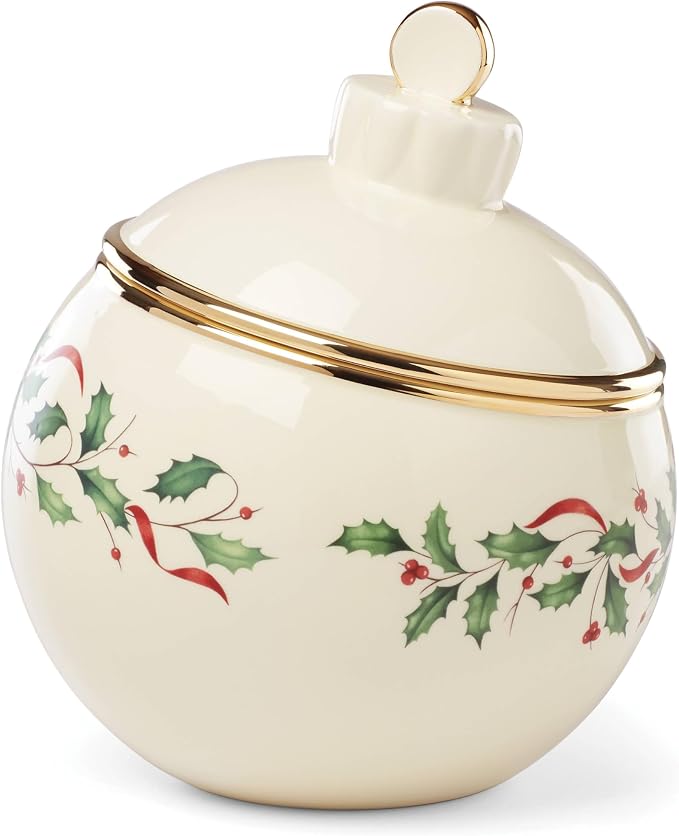 Lenox Holiday Christmas Ornament Cookie Jar | dolomite ceramic, hand wash only by Lenox