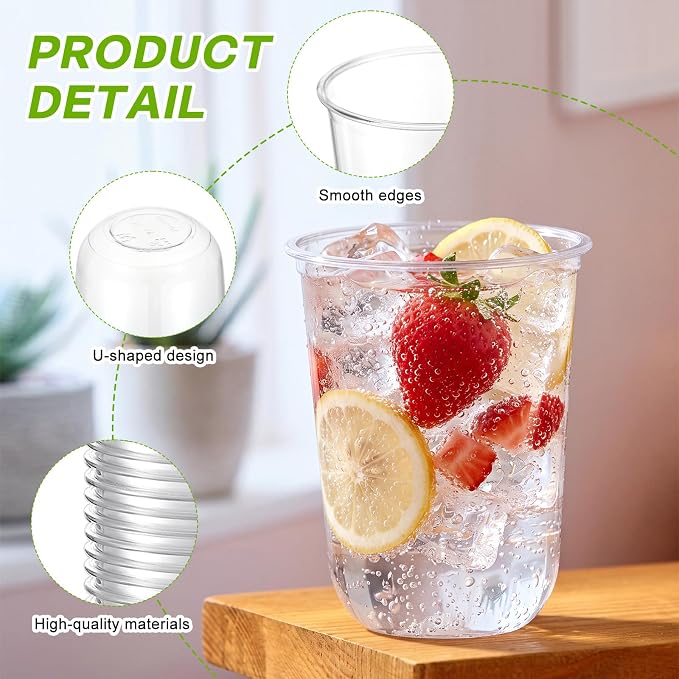 Ziliny 500 Pcs Disposable Stemless Glasses 16oz Crystal Plastic Wine Glasses - Image 4