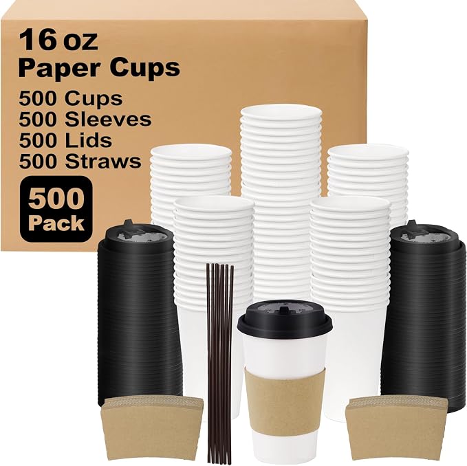 16 oz 500 Pack Coffee Cups by COOLCAP