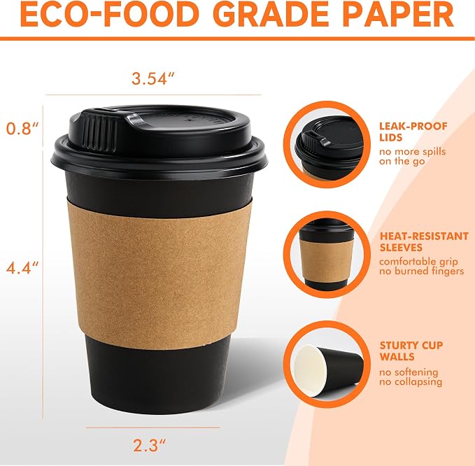 METAPRINT 50 Pack 12 oz Disposable Coffee Cups - Image 2