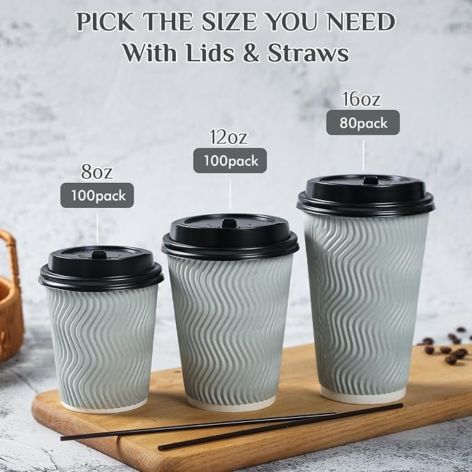 MUCHII 8 oz Paper Coffee Cups - Image 7