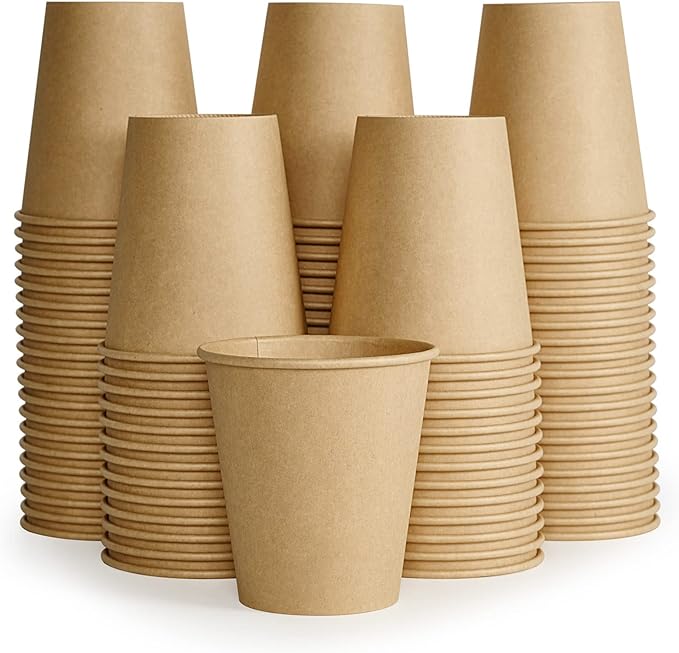 LITOPAK 100 Pack 10 oz Kraft Paper Coffee Cups, Disposable Coffee Cups | - Image 9