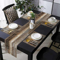 Brown and Grey Table Runner and Place Mats Set of 6 Dark Rustic Abstract by TQFZP