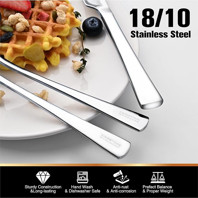 18/10 Stainless Steel Flatware, 20-Piece Forged Silverware Set - Image 3