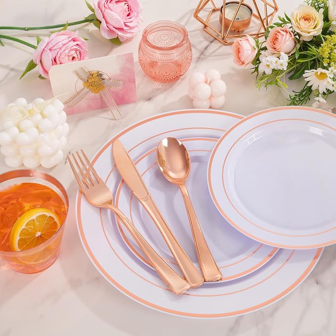 WELLIFE Rose Gold Plates, cups and cutlery - Image 4