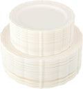 U-QE 100 Pcs Ivory Plastic Plates by U-QE