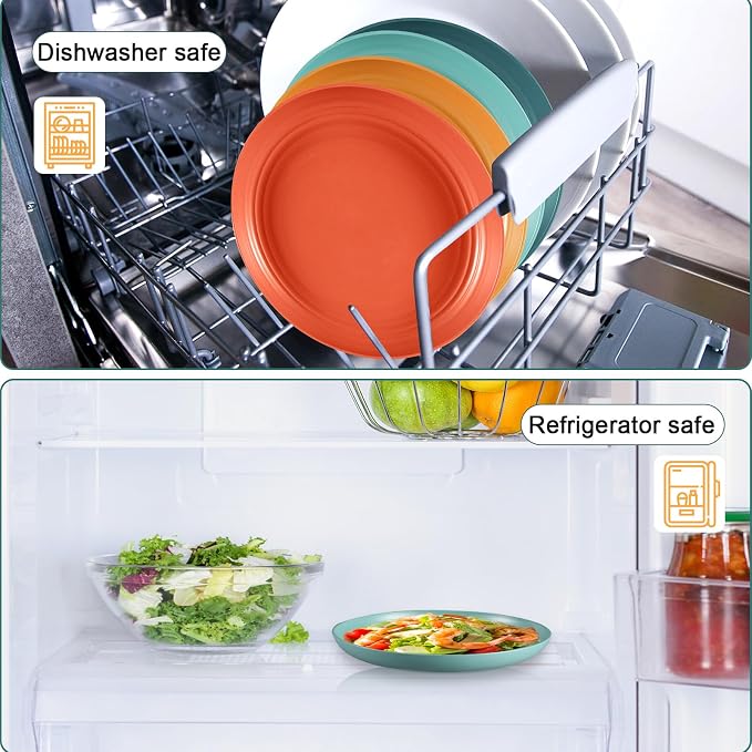 HEYCOME 12 Pcs Unbreakable Deep Dessert Plates Set, 8 inch Reusable Plastic - Image 5