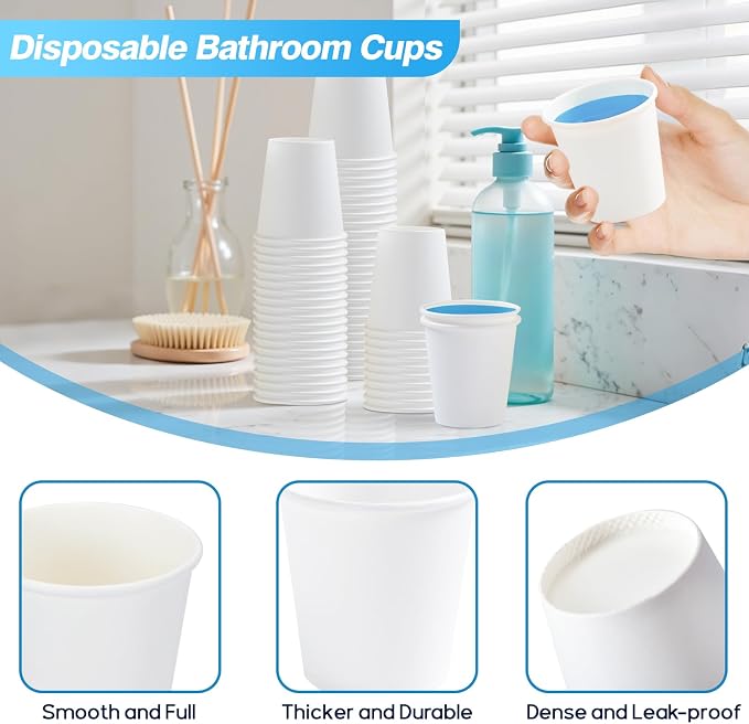5oz Disposable Paper Cups, 100 Pack Bathroom Mouthwash Cups | Food-grade - Image 3