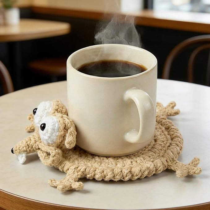 4pcs Animal Crochet Coasters, 3D Funny Animal Mug Rug Drink Coaster Desk - Image 8