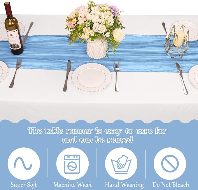 10 Pack Cheesecloth Table Runner 10FT Boho Gauze Rustic Fabric Table Runner - Image 4