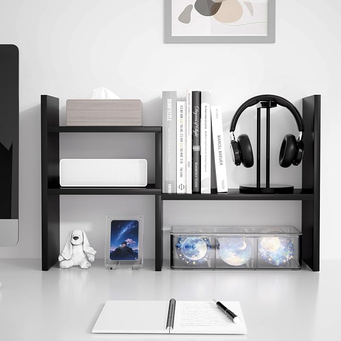 Jerry & Maggie Adjustable Rotatable Wood Desktop Display Shelf Black | Wooden - Image 3