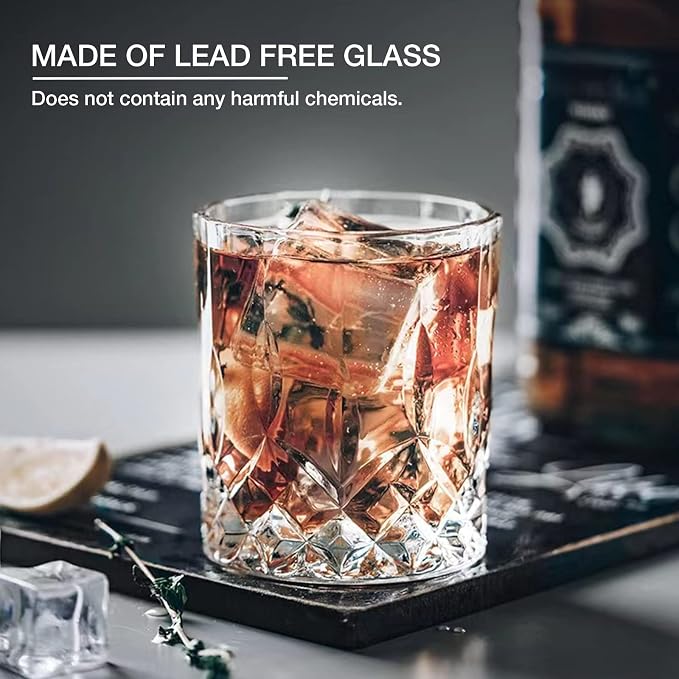 Gencywe Crystal Whiskey Glasses Set of 8, 11 OZ Old Fashioned Whiskey Glasses - Image 5