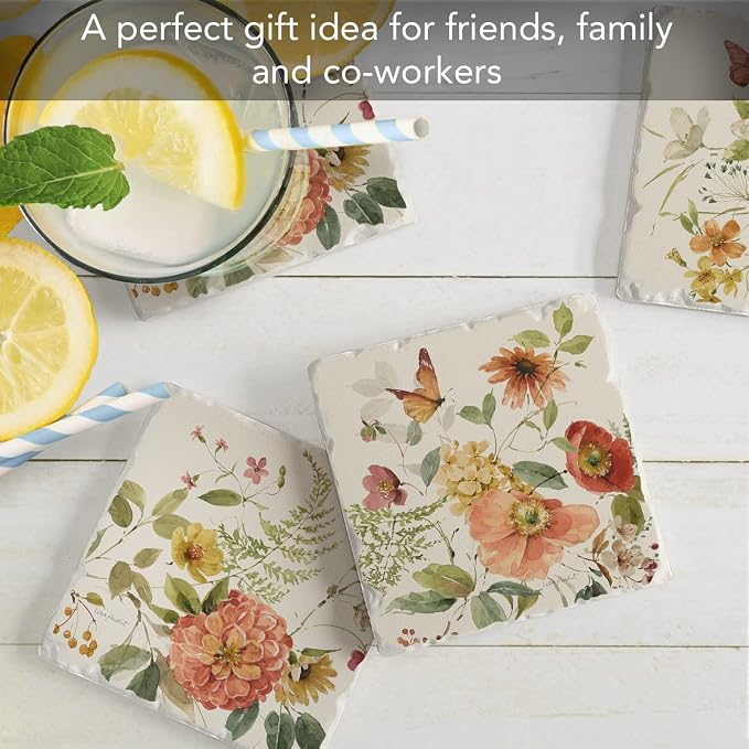 Thirstystone Blessed by Nature 4 Pack Assorted Tumbled Tile Stone Coasters | 4" - Image 5