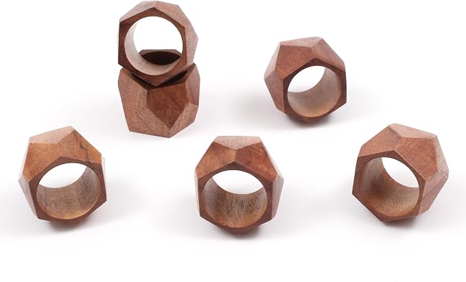 ALPHA Living HOME Wooden Napkin Rings Set of 12 - Image 4