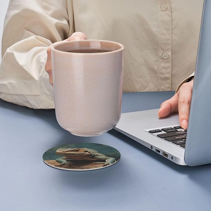 6Pcs PU Leather Coaster for Drinks, Lizards Cup Coasters - Image 6