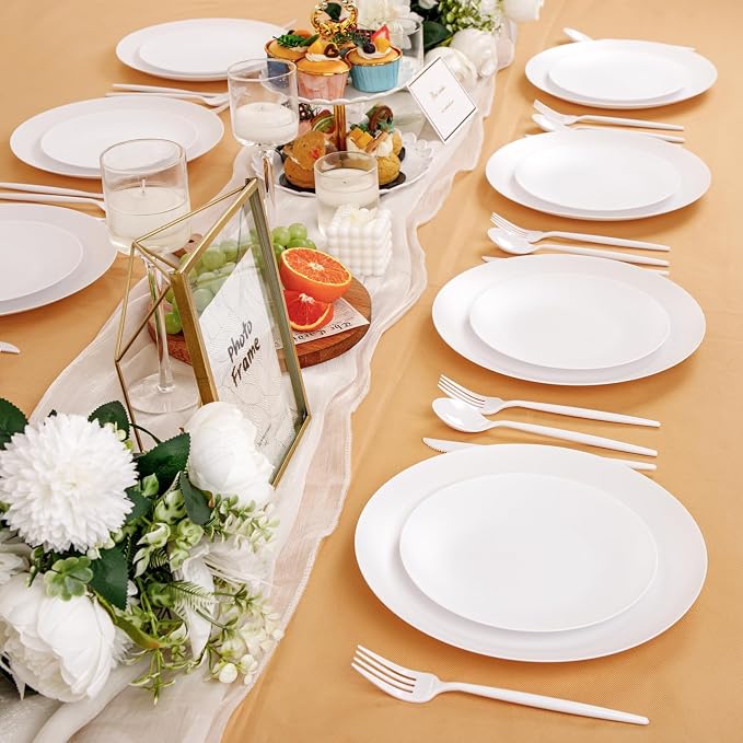 ejonirinjonir 150pcs Heavy-Duty White Plastic Plates - Image 7