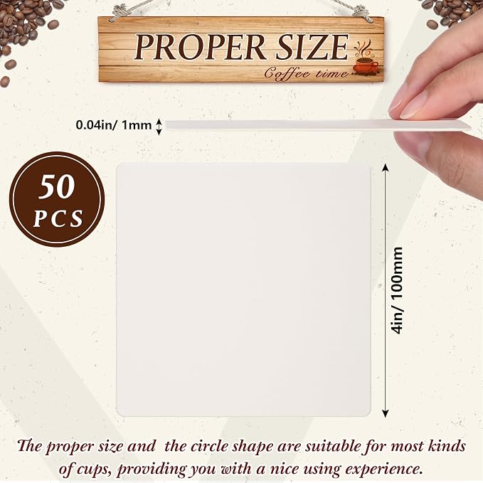 TaoBary 50 Pcs Disposable Paper Bar Coasters Bulk, 4 Inch Cardboard Coasters - Image 3