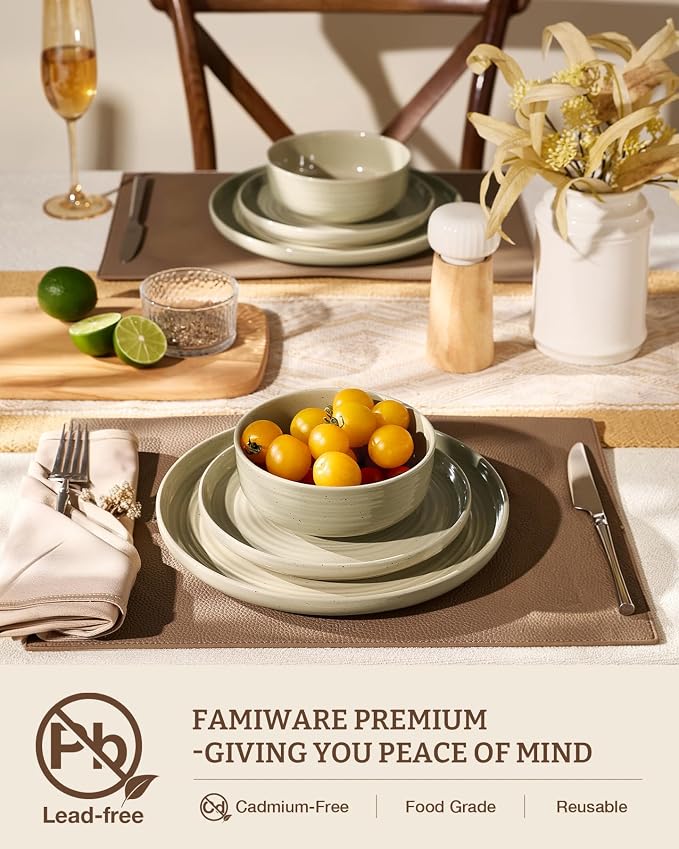 Stoneware Dinnerware Set for 6, Chip & Scratch Resistant, Microwave & - Image 2
