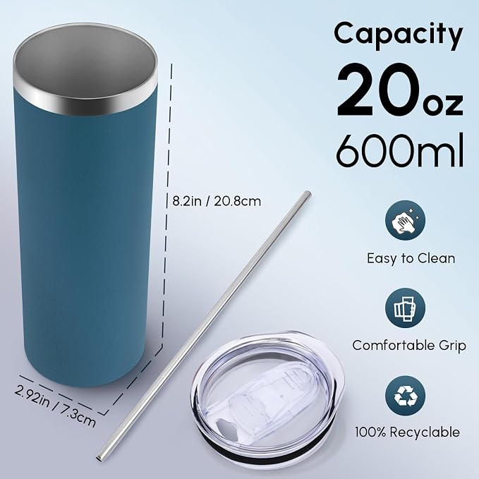 Volhoply 12 Pack Skinny Tumblers - Image 2