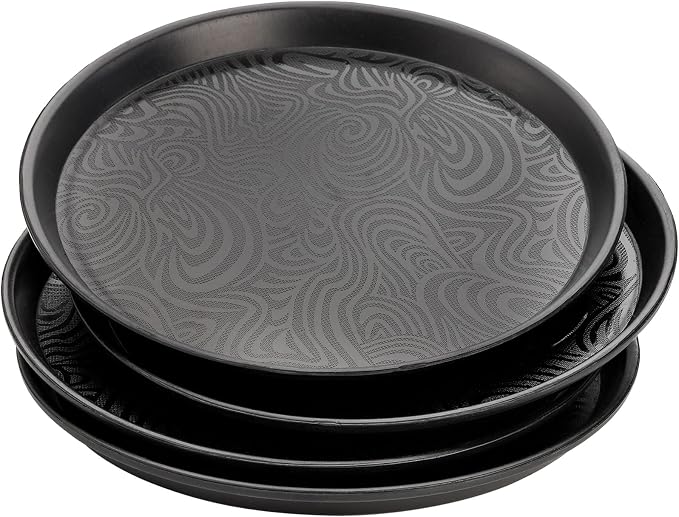 Hacaroa 4 Pack Round Restaurant Serving Trays, 11.5 Inch Plastic Food Service by Hacaroa