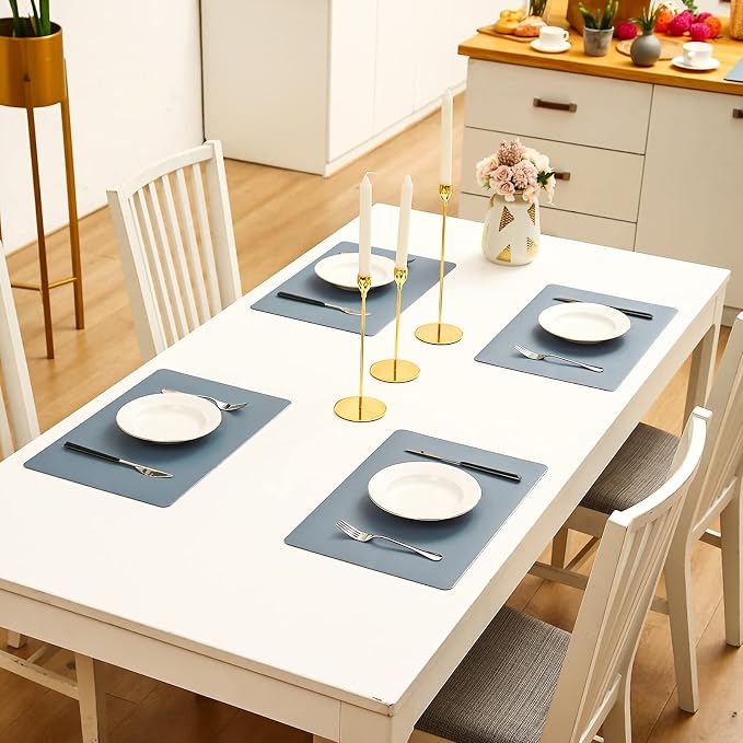 Vinjiasin Placemats Set of 4 Blue Leather Place Mats - Image 9