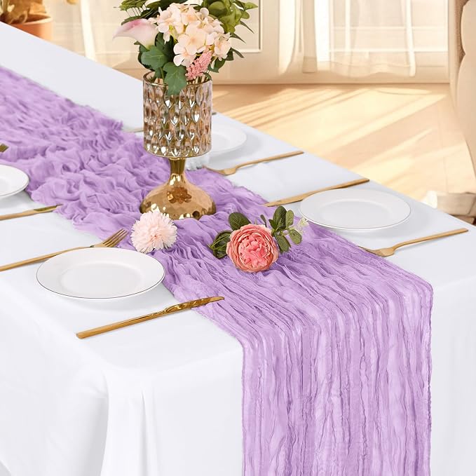 6 Pack Lavender Cheesecloth Table Runner, 17 x 108 Inch, Gauze Cheese Cloth - Image 3