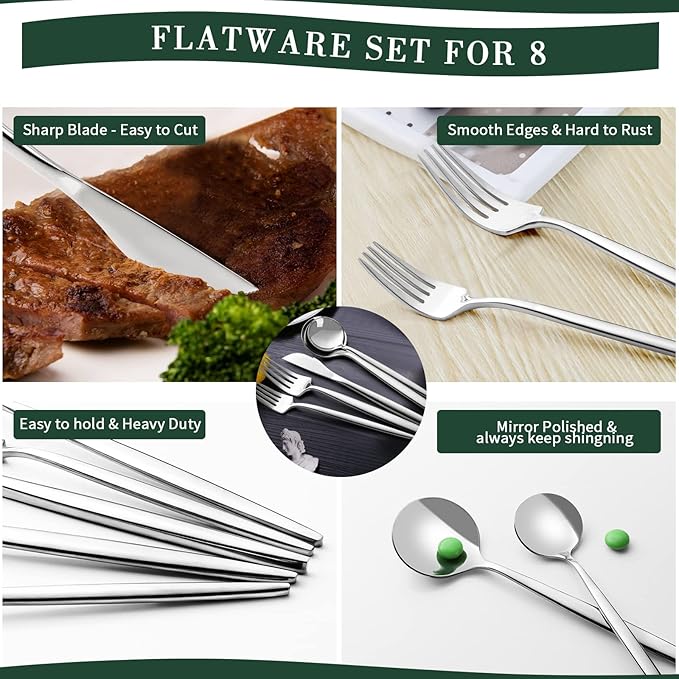 40-Piece Silverware Set for 8, CEKEE Stainless Steel Flatware Cutlery Set - Image 5