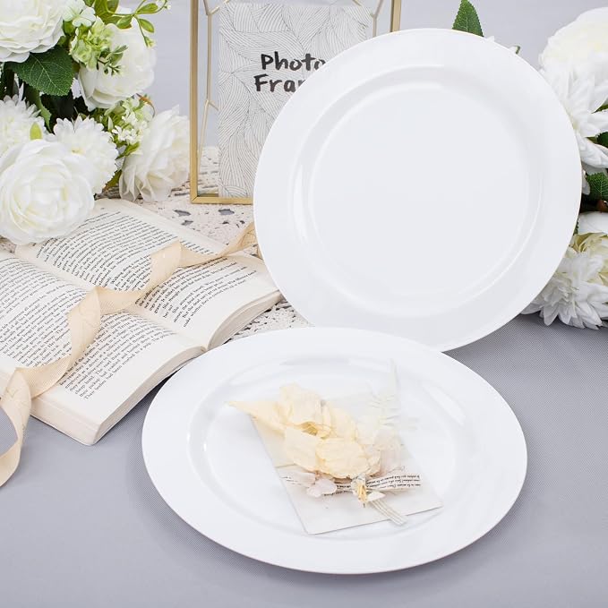 bUCLA 30PCS White Plastic Dinner Plates Disposable - Image 5