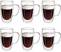 MEWAY 16oz/6 pack Coffee Mugs, Thickened Clear Glass Double Wall Cup by MEWAY