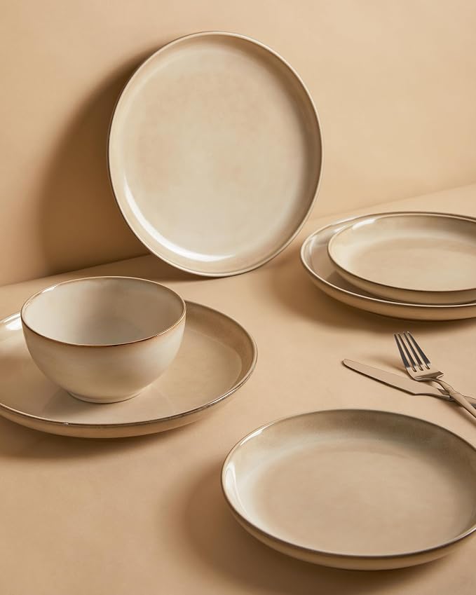 24 Piece Dinnerware Sets for 8, Modern Stoneware Plates and Bowls Setst - Image 6