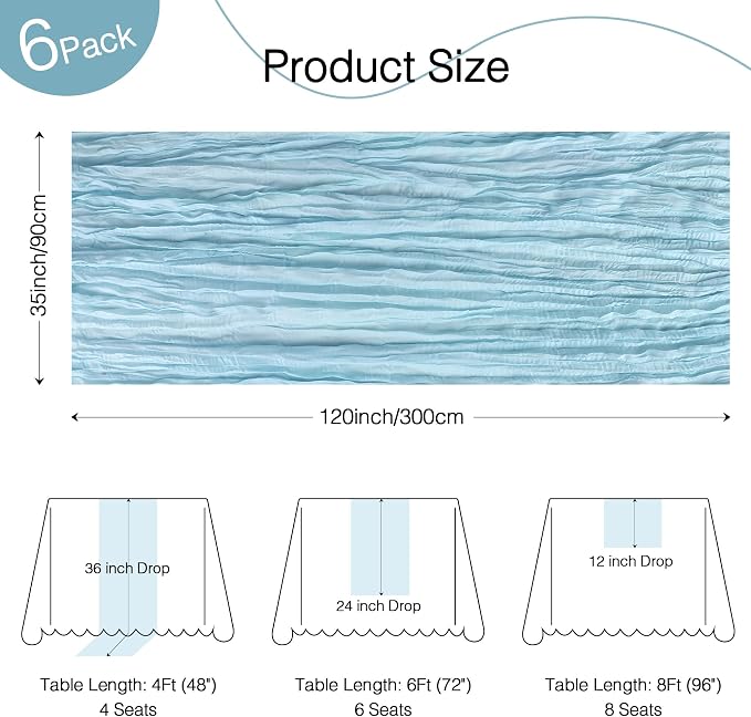 Dusty Blue Cheesecloth Table Runner 120inch Boho Gauze Home Decor | 10 FT Sheer - Image 2
