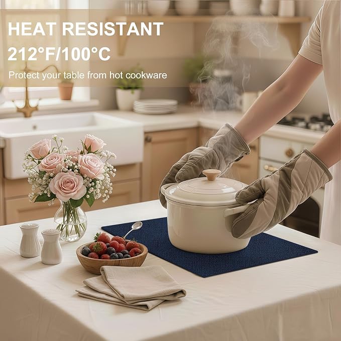 Faux Leather Heat Resistant Placemats 4 Packs, Waterproof Wipeable Dining PU - Image 3