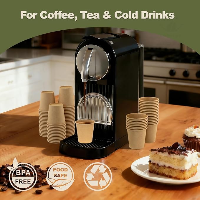 3 oz 300 Pack Disposable Coffee Cups, Bulk Brown Disposable Paper Cups - Image 2