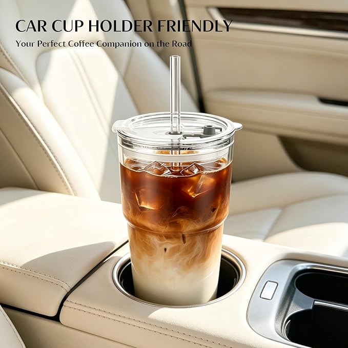 INSETLAN 20 oz Clear Glass Cup - Image 5