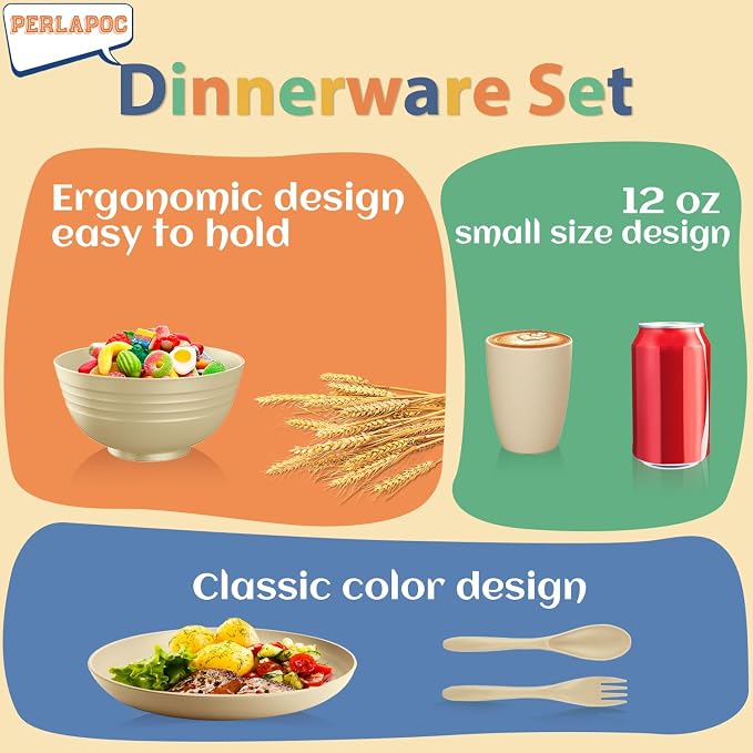 Kitchen Wheat Straw Dinnerware Sets - Image 6