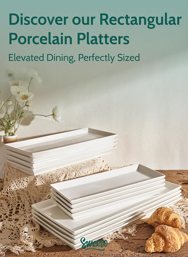 Sweese White Serving Platters, Porcelain Serving Trays - Image 8