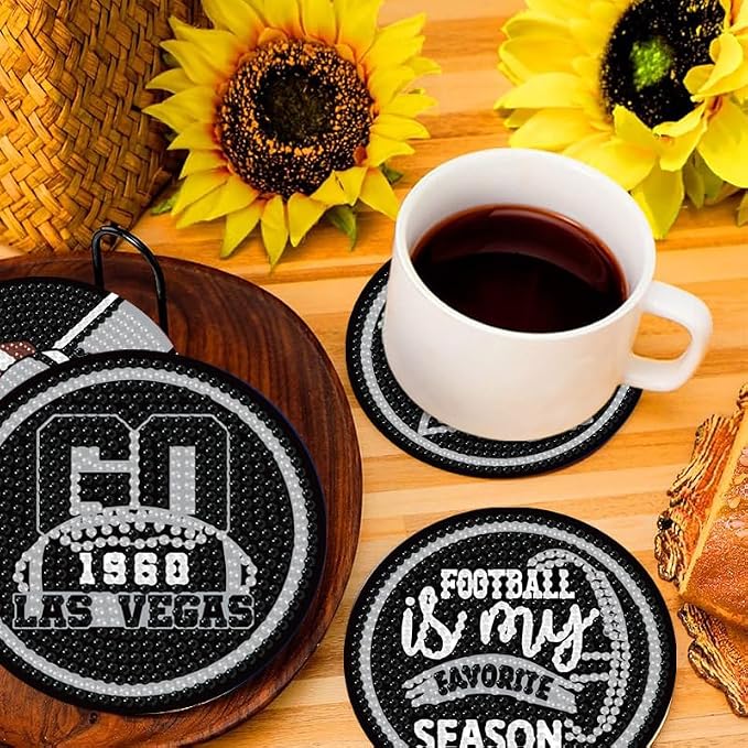 Bartogro 8 Pcs Diamond Painting Coaster Kits, DIY Football Diamond Art Coasters - Image 5