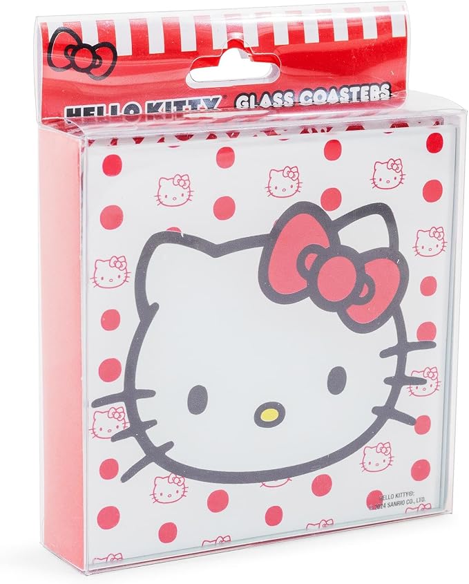 Sanrio Hello Kitty Red Bow Glass Coasters - Image 3