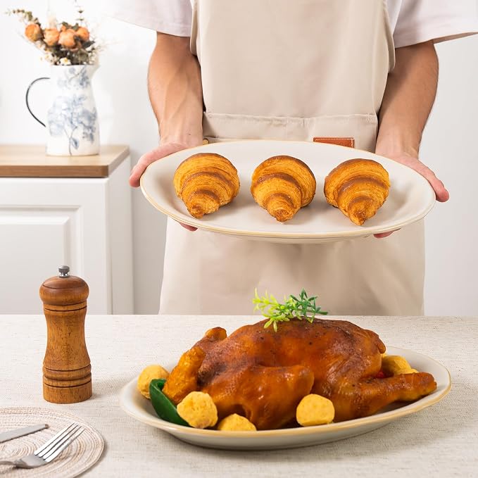 Ceramic Plates, 13.7" Serving Platter, Oval Dinner Plates, Serving Dish Set - Image 4