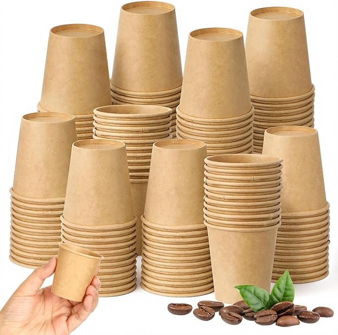 100 Pack 3oz Mini Coffee Cups Disposable Paper Cups Hot or Cold Beverage Cup by Unknown