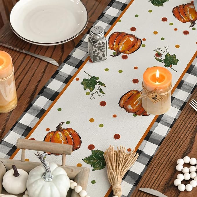 Artoid Mode 210 GSM Fall Table Runner 13x108 Inch Home Party Decor | Pumpkin - Image 7