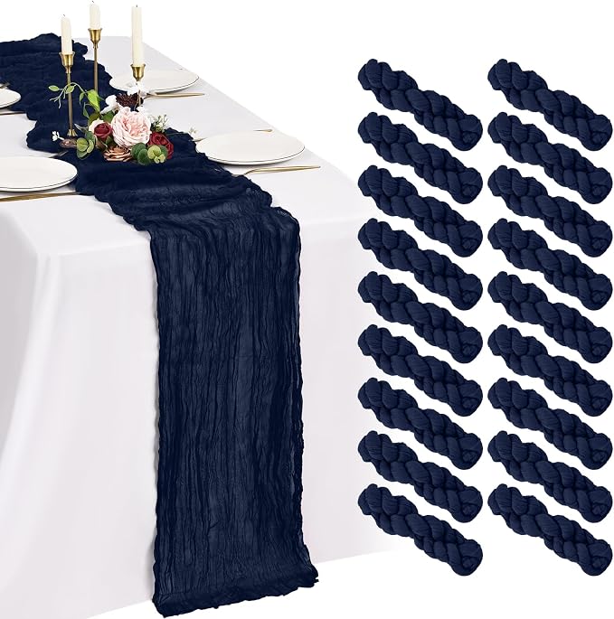 18 Pack Cheesecloth Table Runner 10FT Navy Blue Table Runner Boho Gauze Cheese by Showgeous