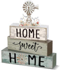 Cinnvoice 4 Pcs Summer Windmill Wooden Block Decor Farmhouse Tiered Tray Signs by Cinnvoice
