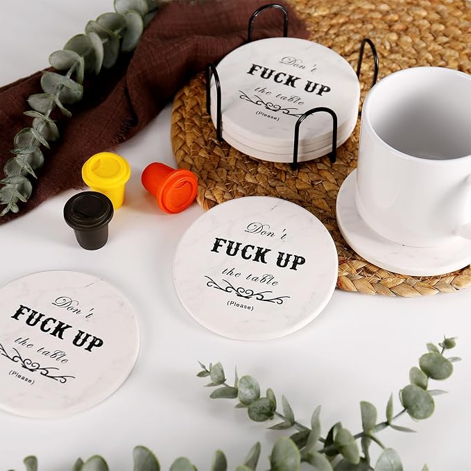 Funny Drink Coasters Ceramic Absorbent Coasters, Don't up The Table Coaster - Image 5