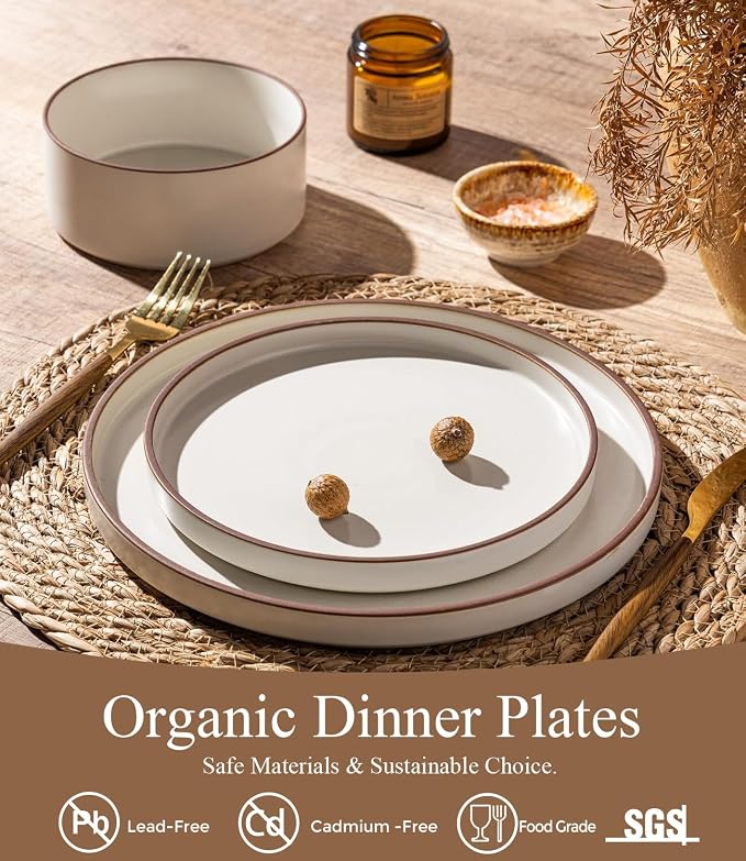 LERATIO Ceramic Dinner Plates Set of 6, 10.25 inch Large ceramic plates | - Image 3