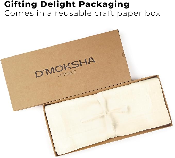 Classic Linen™ by D'Moksha Ivory Table Runner 36 Inches, 100% Pure Linen - Image 5