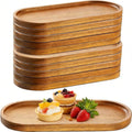 Solid Acacia Wood Serving Trays 12 Pcs Rectangular Platter | 10 In Oval Plates by Voittozege