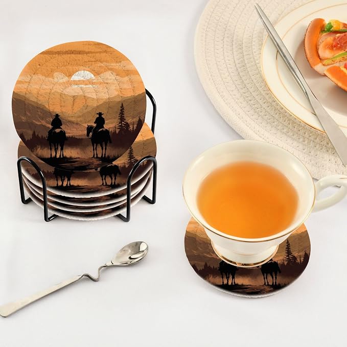 YETTASBIN Western Cowboy 6 Pcs Drink Coasters - Image 5